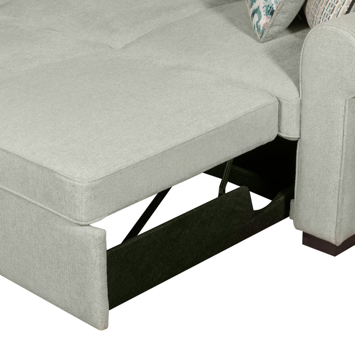 Scott Living Haven 4-Piece Left-Facing Chenille Fabric Sleeper Sectional with Storage Chaise - Seafoam Blue