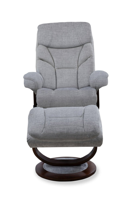 Easton 33.5\" Chenille Fabric Stress Free Swivel Reclining Chair with Footrest - Silver Grey