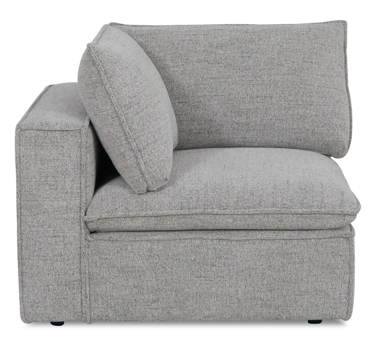 Fusion Modular 8-Piece Silver Grey Chenille Fabric Sectional with Removable Feather Down Back Cushions