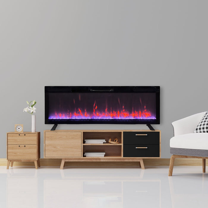 Mirage 60\" Modern Electric Free Standing Wall Mountable Fireplace - Black