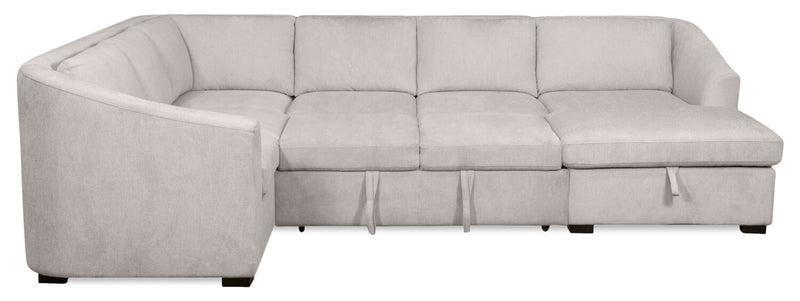 Envy 3-Piece Right-Facing Chenille Fabric Sleeper Sectional with Storage Chaise - Fog Grey