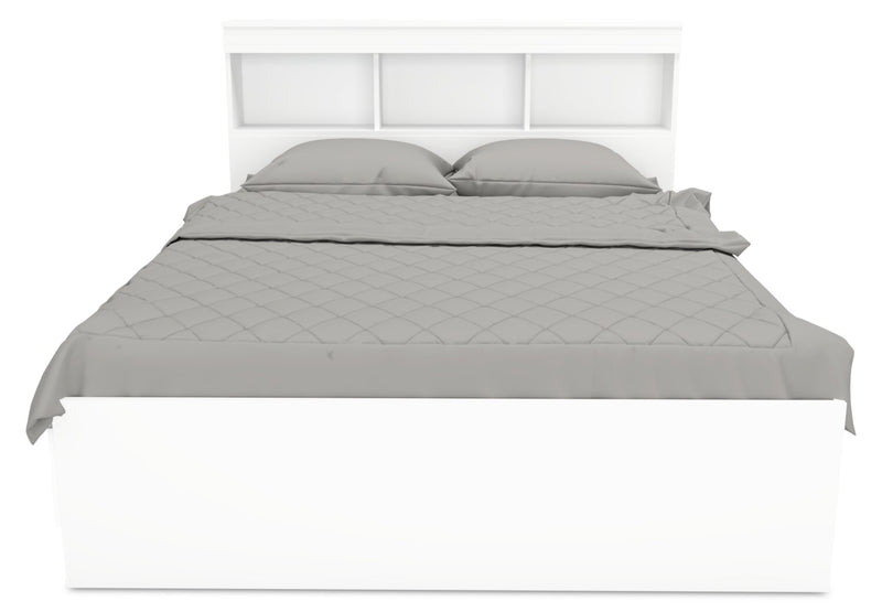 Riley Mates Bed 6pc Set with Bookcase Headboard, Dresser, Mirror & Nightstand, White - Full Size