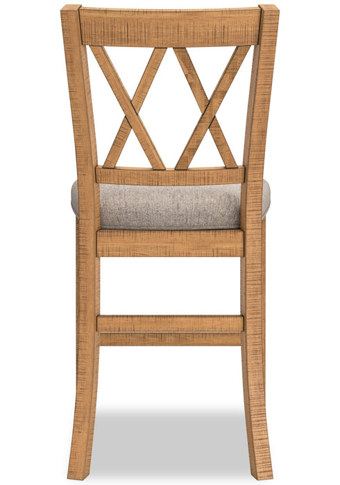 Archer Counter-Height Dining Chair with Fabric Seat, Cross-back - Light Brown