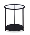 Kendal 20\" Modern Round Glass Top End Table - Black