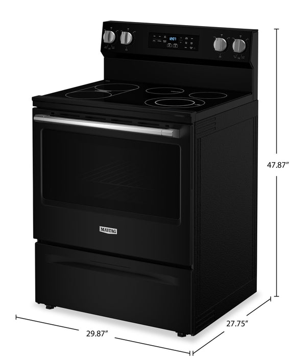 Maytag 30\" 5.3 Cu. Ft. Electric Range with No Preheat Air Fry - Black - YMFES6030RB