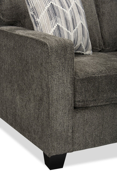 Made in Canada Lennox 57\" Chenille Fabric Loveseat with Reversible Cushions and Accent Pillows - Grey