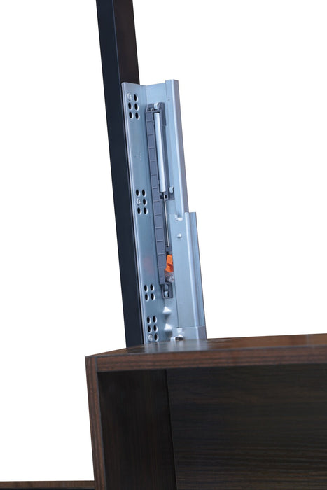 Amos Upholstered Storage Bed in Grey Fabric with Tufted Headboard & 3 Built-in Drawers - Queen Size