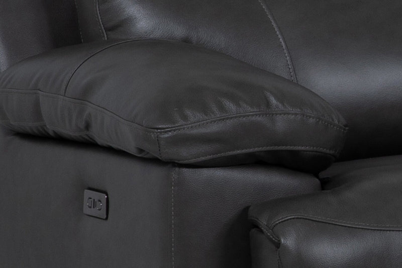Sorrento 6-Piece Genuine Leather Power Reclining Sectional with Storage Console and USB Port - Charcoal Grey