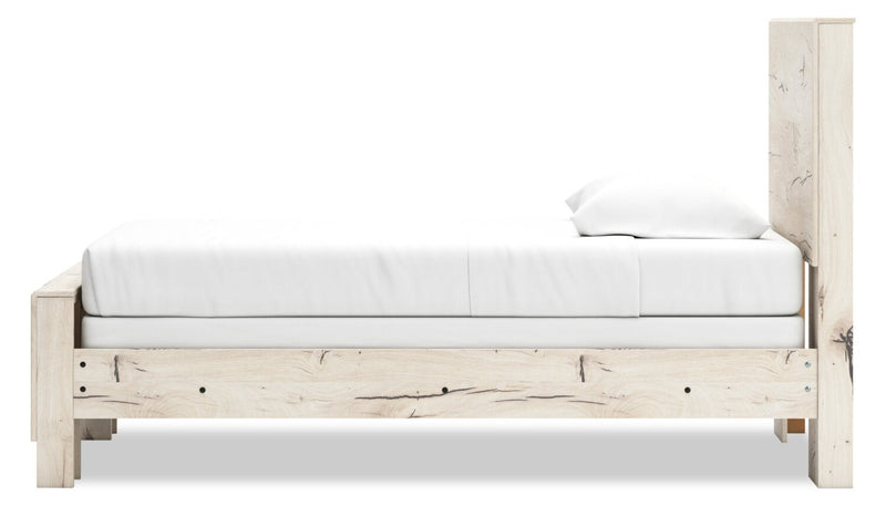 Derekson Panel Bed with Headboard & Frame for Kids, Rustic White - Twin Size