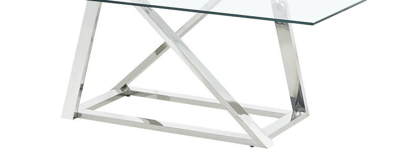 Briar 47\" Modern Glass Top Coffee Table - Silver