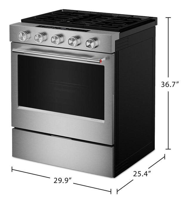 KitchenAid 30\" 5.0 Cu. Ft. Slide-in Gas Range with Convection Modes - Fingerprint Resistant Stainless Steel - KSGS530SPS
