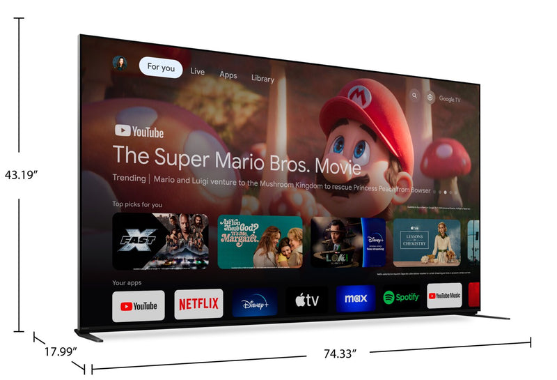 SONY 85\" Bravia 9 QLED Mini-LED 4K UHD Smart Google TV (K85XR90) - 2024 Model