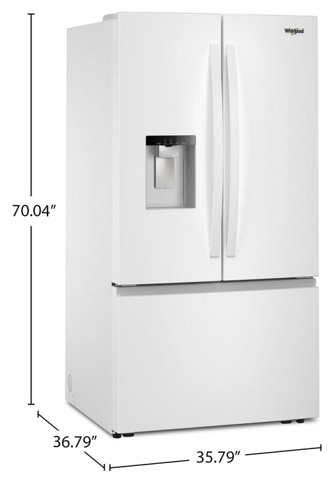 Whirlpool 36\" 30 Cu. Ft. French-Door Refrigerator with Dual Ice Makers - White - WRFF3736SW