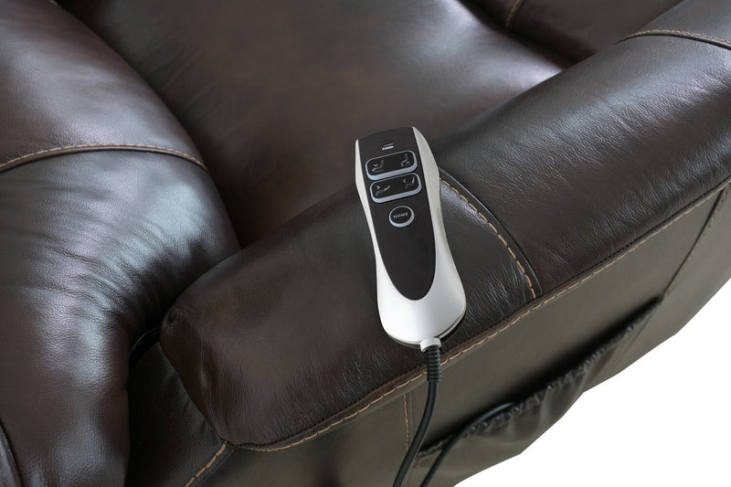 Parker 36\" Genuine Leather 3-Position Power Lift Reclining Chair - Brown