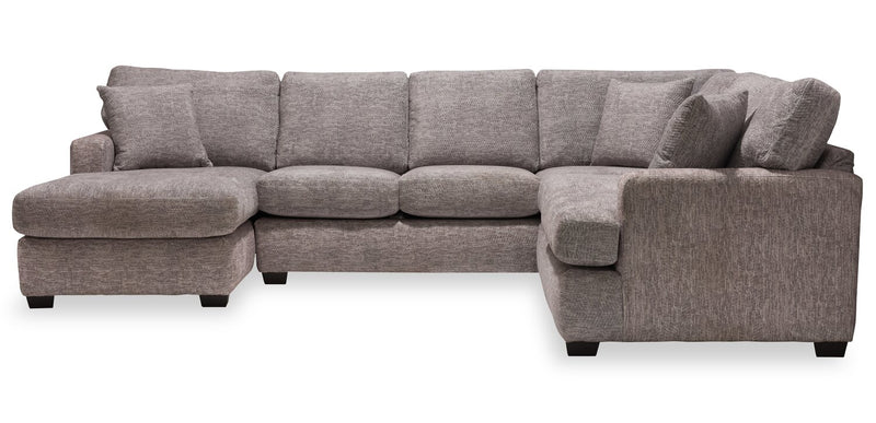 Made in Canada Luxe 3-Piece Left-Facing Fabric Sectional with Removable Cushions - Zaftig Dove Grey