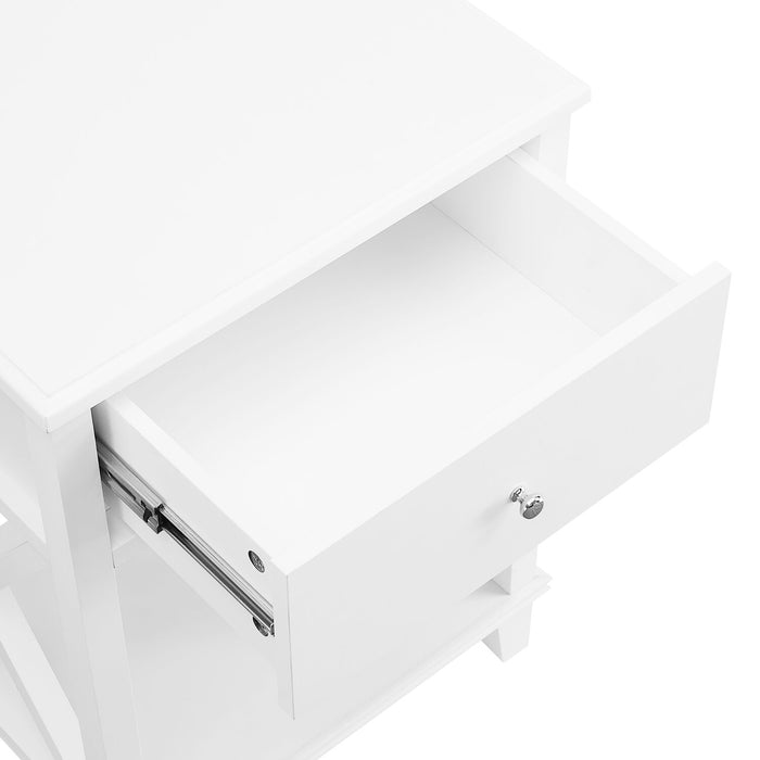 Elle Bedside 1-Drawer Nightstand, 18\"W x 25.75\"H - White
