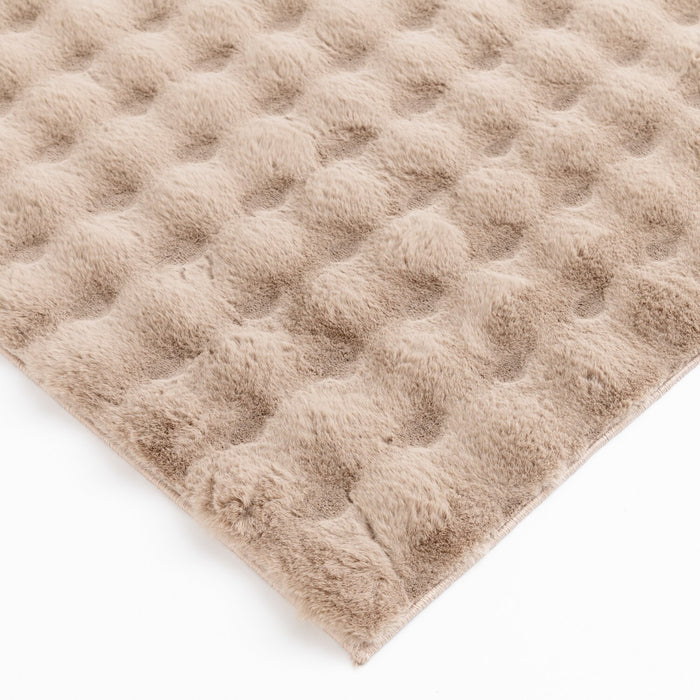 Faux Fur Bubble Taupe Area Rug with Memory Foam Backing - 7' x 10'