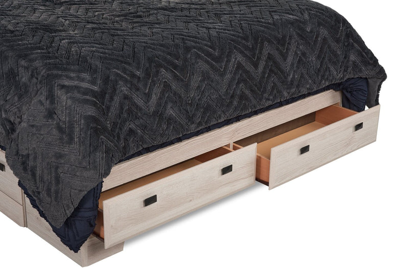 Yorkdale 6-Drawer Platform Bed with Headboard & Storage Frame, Made in Canada, White - Queen Size