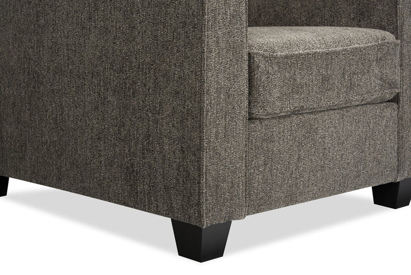 Made in Canada Lennox 35\" Chenille Fabric Chair with Reversible Cushions and Track Arms - Grey