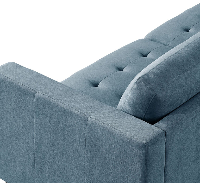 Metro 2-Piece Left-Facing Fabric Sectional with Chaise and Tufted Seat Cushions - Denim Blue