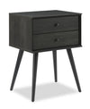 Mori Bedside 2-Drawer Nightstand, 18\"W x 25.75\"H - Black