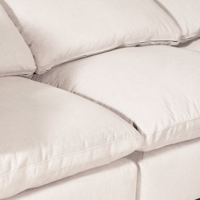 Eclipse Modular 5-Piece Linen-Look Fabric Sectional with Reversible Feather Down Cushions - Linen White