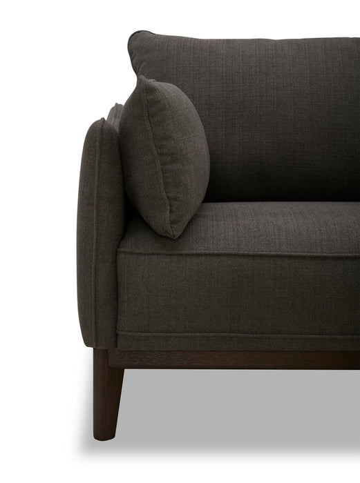 Cindy Crawford Home Gena 78.7\" Linen-Look Fabric Condo Size Sofa with Removable Back Cushions - Charcoal Grey