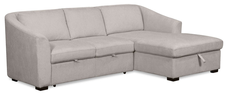 Envy 2-Piece Right-Facing Chenille Fabric Sleeper Sectional with Storage Chaise - Fog Grey