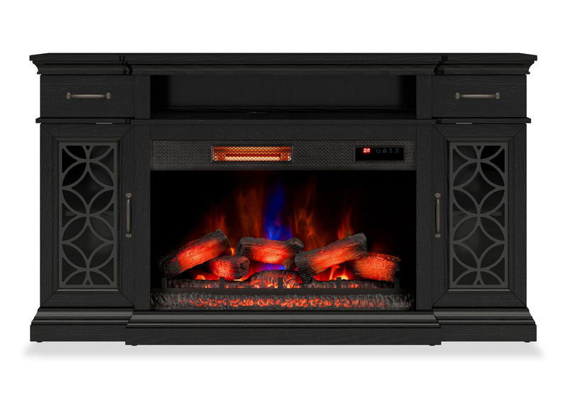 Zenith 64\" Electric Fireplace TV Stand with Storage for TVs up to 70\" - Black