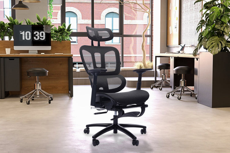 Sealy® Diego 26.3” Adjustable Office Chair with Mesh Padding & Footrest - Black