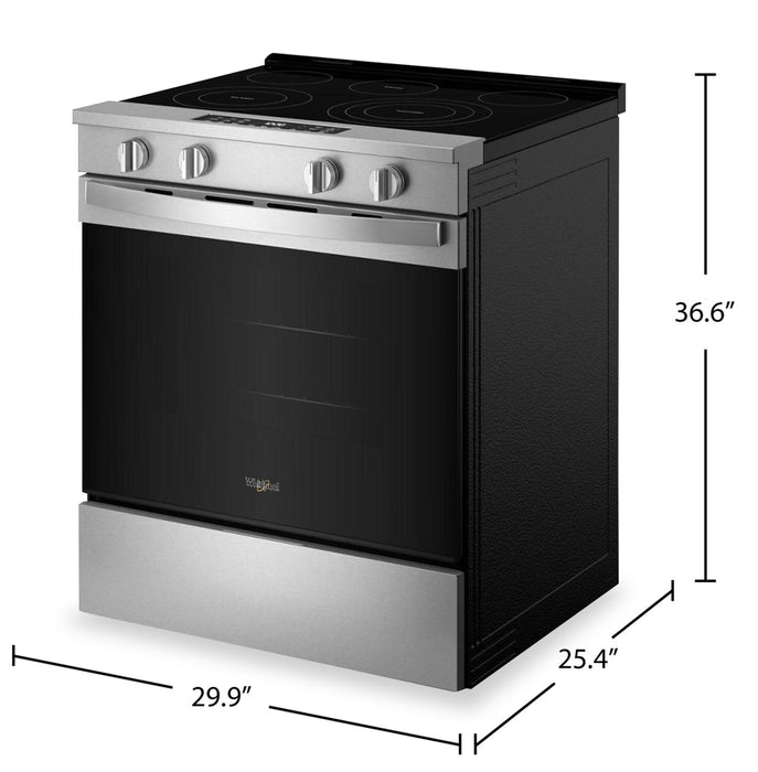 Whirlpool 30\" 5.3 Cu. Ft. Electric Range with Air Cooking – Fingerprint Resistant Stainless Steel - YWSES5030SZ