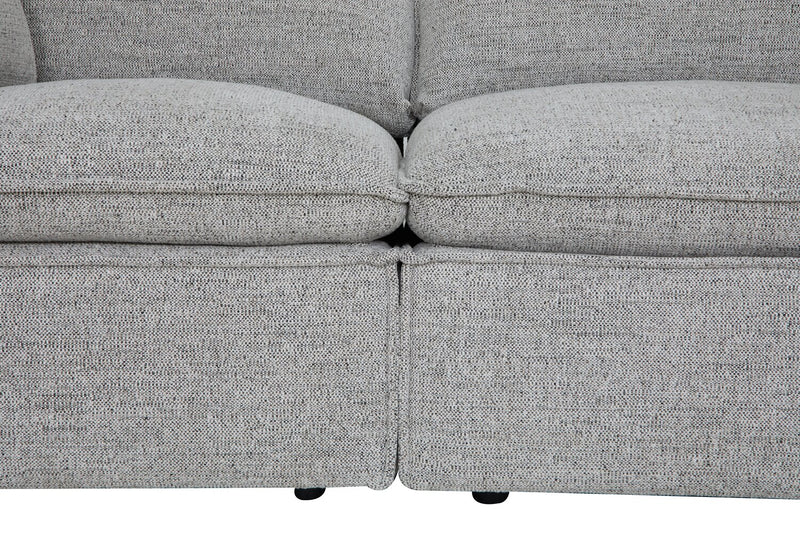 Fusion Modular 8-Piece Silver Grey Chenille Fabric Sectional with Removable Feather Down Back Cushions