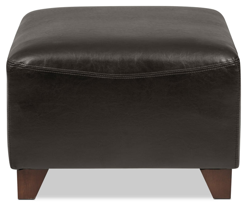 Zello 22.5\" Faux Leather Ottoman with Wood Legs - Brown