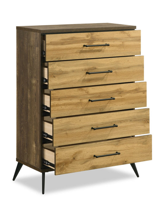 Silas Bedroom Chest of Drawers, 5-Drawer, 33\"W x 47.5\"H - Rustic Brown