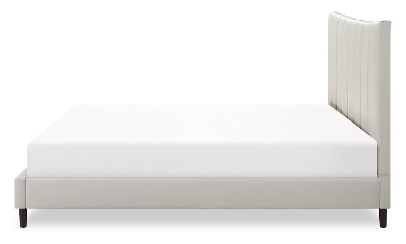 Paseo Platform Bed in Taupe Vegan-Leather Fabric - King Size