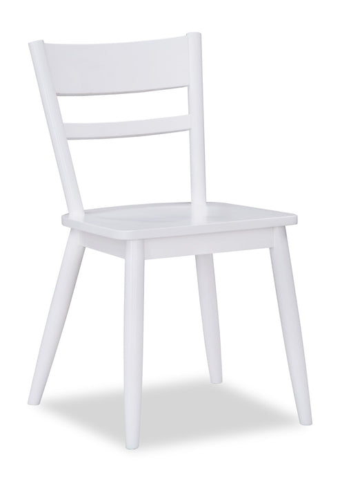 Remi 5pc Dining Set with Table & 4 Ladder-Back Chairs, Glass & Wood, 42\"W Round - Black & White