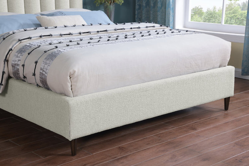 Kort & Co. Rain Upholstered Platform Bed in Taupe Fabric, Tufted - Full Size