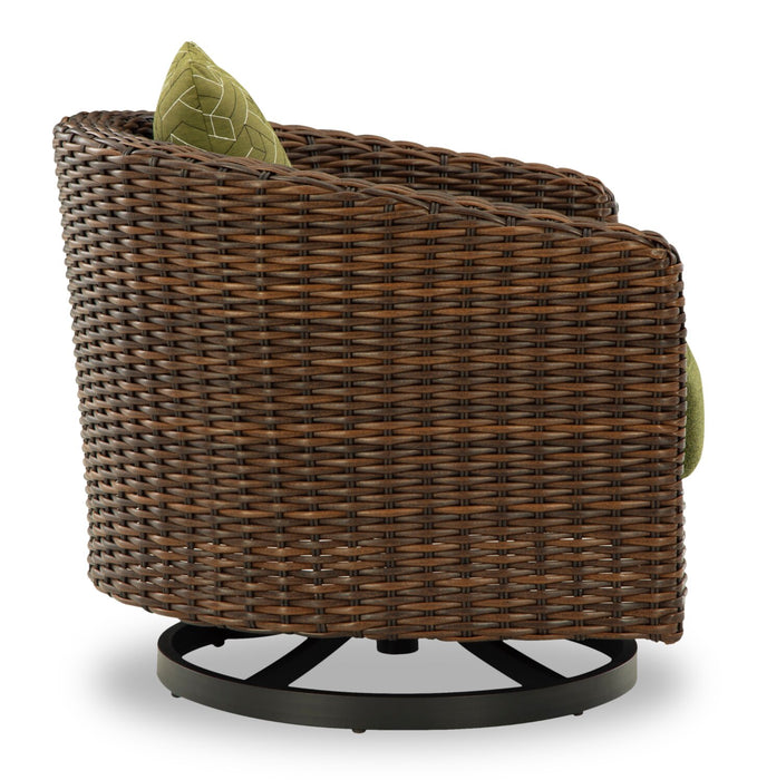 Tofino Outdoor Patio Swivel Chair - Resin Wicker, UV & Weather Resistant - Green/Brown/Black