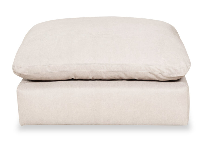 Eclipse Modular 6-Piece Linen-Look Fabric Sectional with Ottomans and Reversible Feather Down Cushions - Linen White