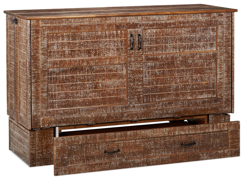 Parker Cabinet Bed, Weathered Brown - Queen Size