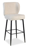 Sara Counter-Height Stool with Velvet-Like Fabric, 26\"H, Metal – White