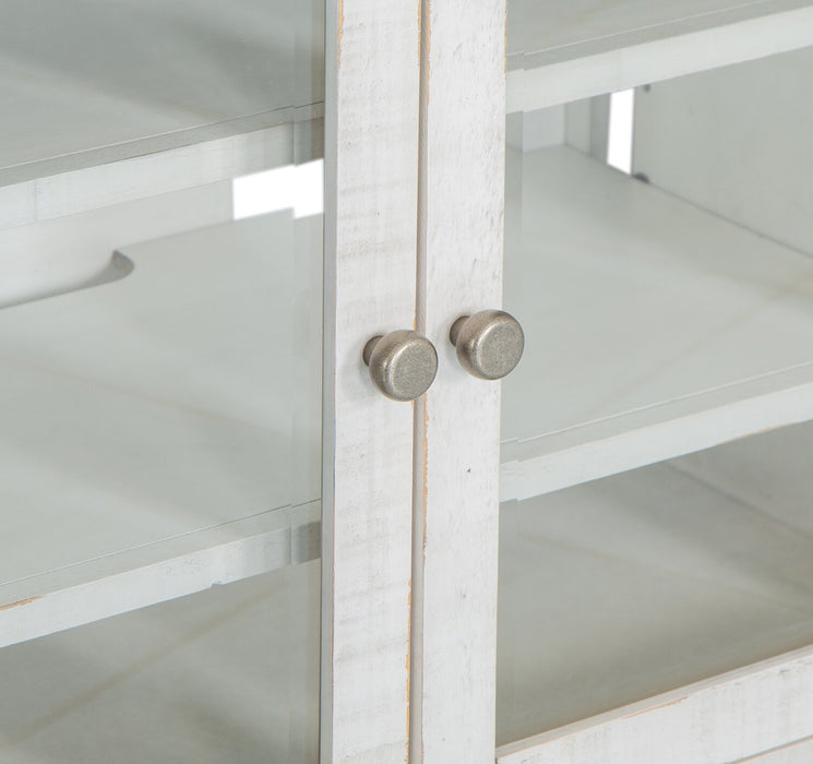 Baron 114\" Rustic 4-Piece Pine Entertainment Centre with Storage and Cable Management for TVs up to 70” - Alabaster