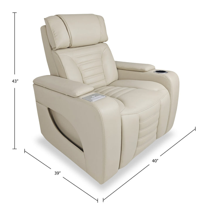 Zen 40\" Leather-Look Fabric Power Reclining Massage Chair with Power Headrest and Heated Seat - Apricot