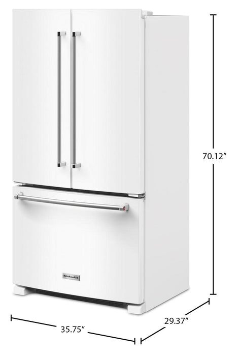 KitchenAid 36\" 20 Cu. Ft. Counter-Depth French-Door Refrigerator - White - KRFC136RWH
