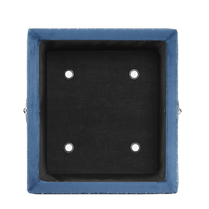 Yukon 17\" Square Velvet Storage Ottoman - Navy