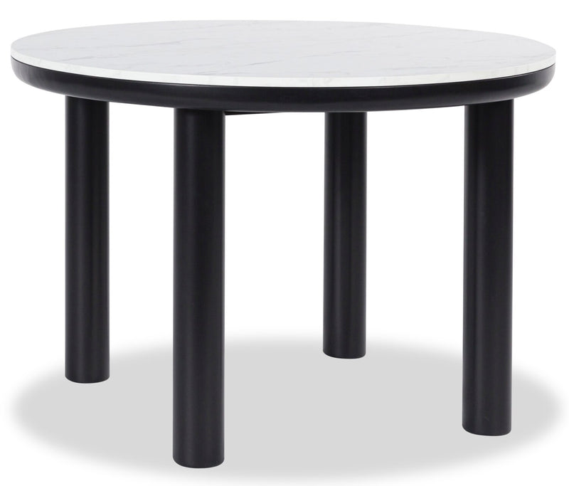 Jolie Dining Table with Marble-Look Top, Melamine, 45\"W Round - White & Black