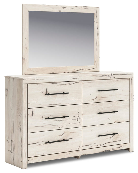 Derekson 5pc Bedroom Set with Side Storage Bed, Dresser & Mirror, Rustic White - Full Size
