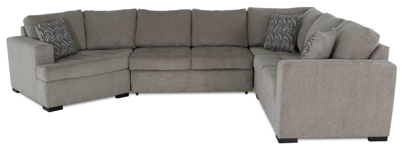 Made in Canada Legend 4-Piece Left-Facing Chenille Fabric Cuddler Sleeper Sectional - Platinum Beige