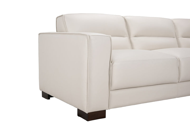 Citadel 2-Piece Right-Facing Top-Grain Genuine Leather Sectional with Wood Legs - Frost White