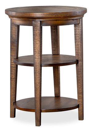 Hanson 18” Round Traditional Pine End Table - Toasted Nutmeg